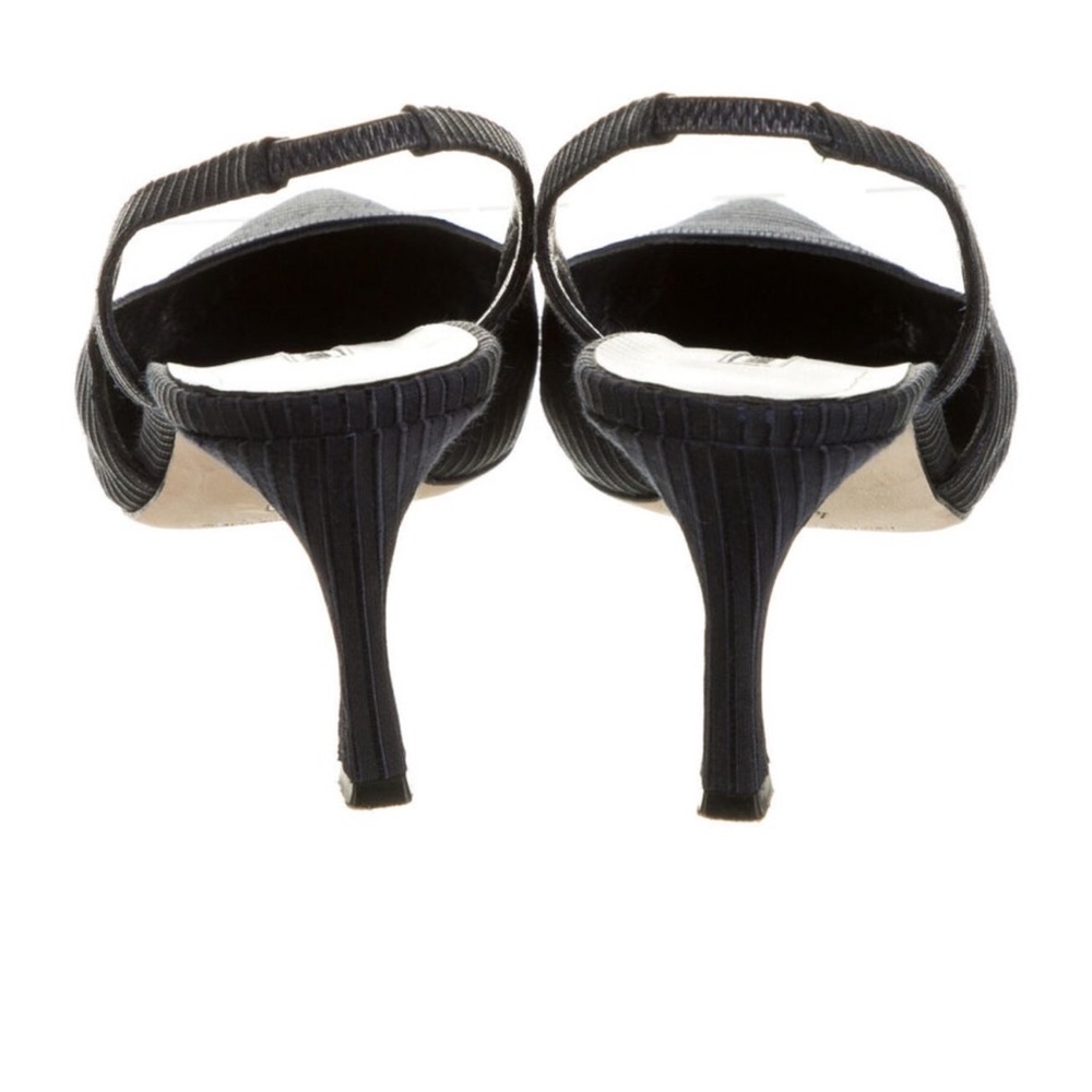 Manolo Blahnik Textured Navy Heels - Picture 3 of 6